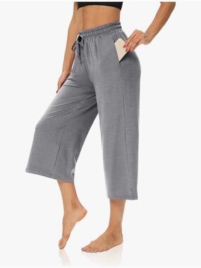Gray Wide-Leg Cropped Lounge capris